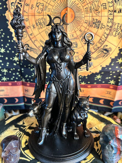 Hekate Goddess of the Crossroads Resin Printed Statue with Key and Dog Ornaments Figurine for Home Decor