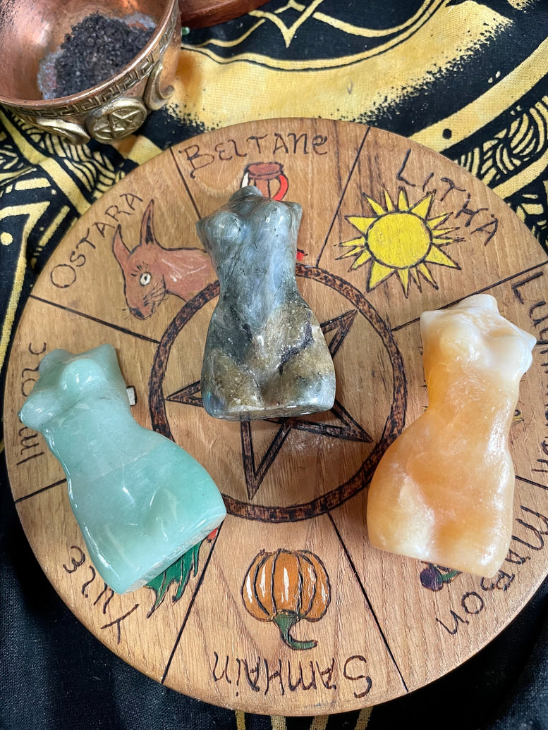 Large size Crystal Goddess Lady Figure Carving | Aventurine | Labradorite | Orange Calcite | Crystal Body | Reiki | Chakra | Crystal Healing