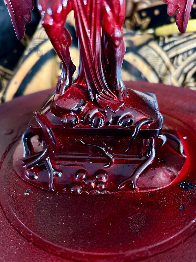 Resin 3D Printed Baphomet Statue for Occult Decor and Goth Collectors - Detailed Red Dragon Design