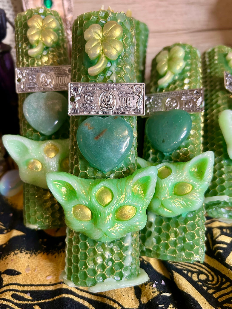 Handcrafted Wealth and Abundance Spell Candle for Witchcraft - Intention-Infused with Prosperity Herbs & Essential Oils for Money Rituals and Business Success