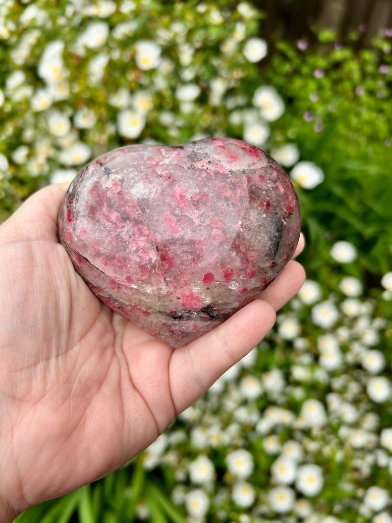 Rhodonite Crystal Heart Carving | Compassion Stone | Gemstones | Reiki | Chakra | Crystal Healing | Witchcraft | Wicca | Pagan | Love | Gift