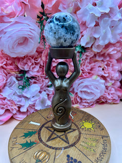 Spiral Goddess Crystal Sphere Holder | Divine Feminine Altar Decor | 3D Printed Pagan Statue | Witchcraft | Crystal Holder | Wiccan | Pagan