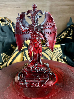 Resin 3D Printed Baphomet Statue for Occult Decor and Goth Collectors - Detailed Red Dragon Design
