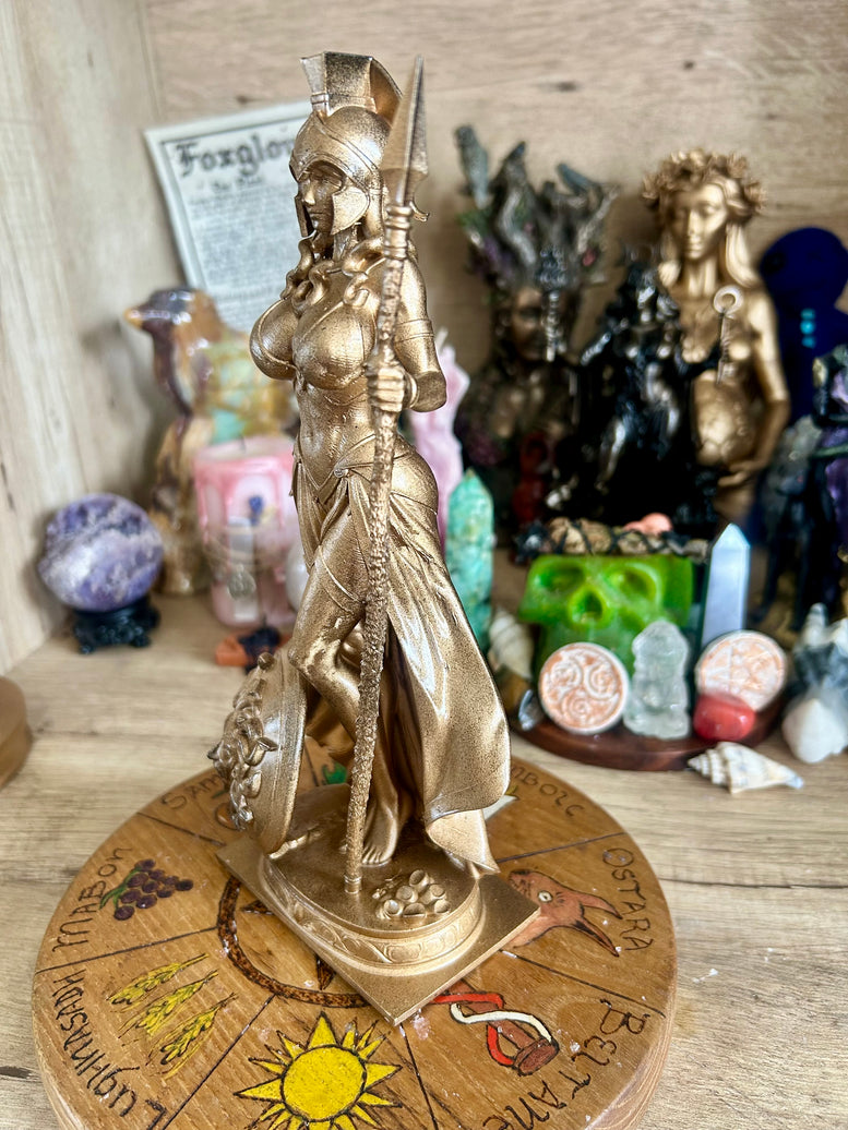 Goddess Athena Resin Statue for Witchcraft Altar Decoration Offerings Magical Home Decor Religious Ornaments Mythology