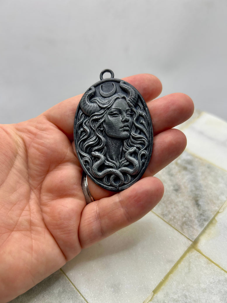 Lilith Resin Charm – Gothic Oval Embellishment for Witchy Crafts & Altar Décor