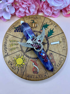 Amethyst Dragon Wand – Crystal Point with Winged Dragon Charm | Fantasy Wand for Rituals, Healing, or Display | Witchcraft | Wicca | Pagan