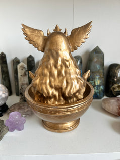 Freya Offering Bowl | Norse Goddess Altar Decor | Pagan Ritual Bowl | Viking Witchcraft Supplies | Golden Divine Feminine Statue Bowl Witch