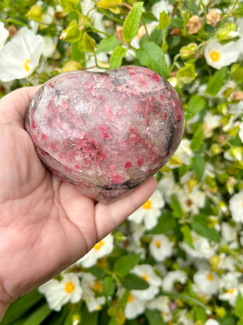 Rhodonite Crystal Heart Carving | Compassion Stone | Gemstones | Reiki | Chakra | Crystal Healing | Witchcraft | Wicca | Pagan | Love | Gift