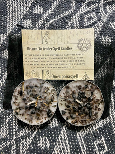 Return to sender XL Spell Tealights | Hex Breaking | Witchcraft | Wicca | Pagan | Hoodoo | Crystals | Spells | Spell Candle | Altar | Gift