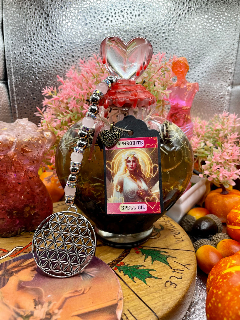 Aphrodite/Venus Spell Oil | Ritual Oil | Deity | Goddess | Amulet | Rose Quartz | Spell Bottle | Love Spell | Heart | Witchcraft | Wicca