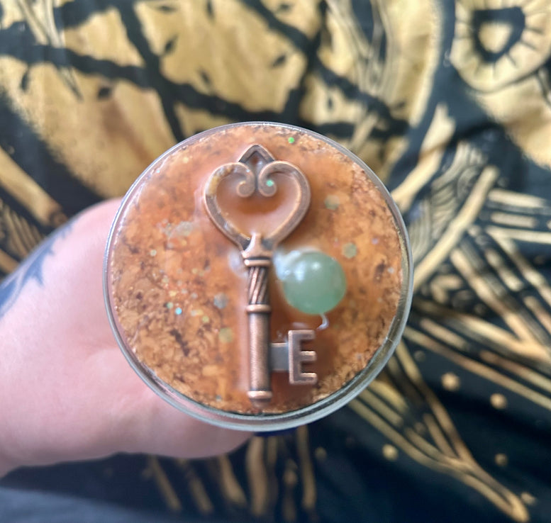 Self confidence Jar Spell Candle with Crystals & Herbs, Wiccan Pagan Ritual