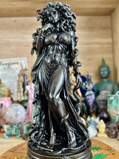 Medusa Resin 3D Printed Goddess Statue for Home Decor Gothic Aesthetic Dark Metallic Shimmer Intricate Serpent Hair Detailing Protection Feminine Power Ornaments Sculpture Gift