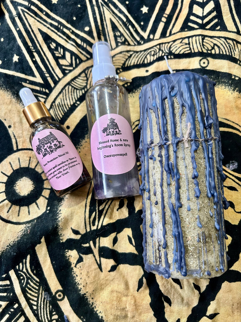 Blessed Home & New Beginnings Spell Kit | Witchcraft | Wiccan | Pagan | Spell Candle | Spell Oil | Room Spray