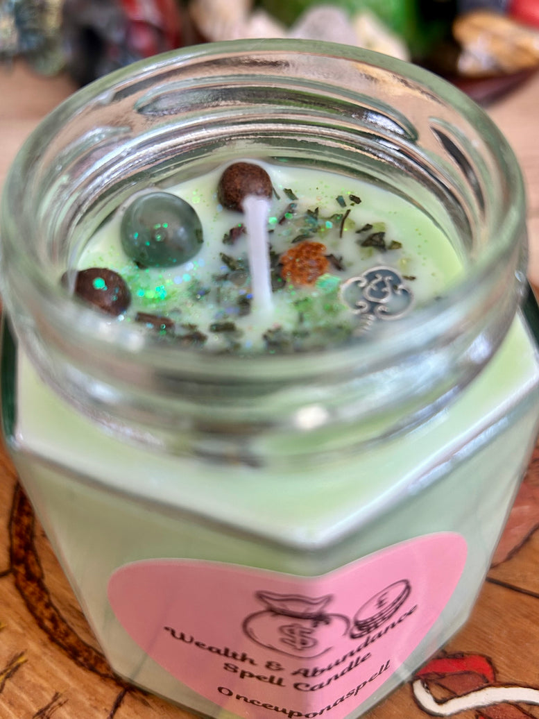 Wealth and abundance spell candle