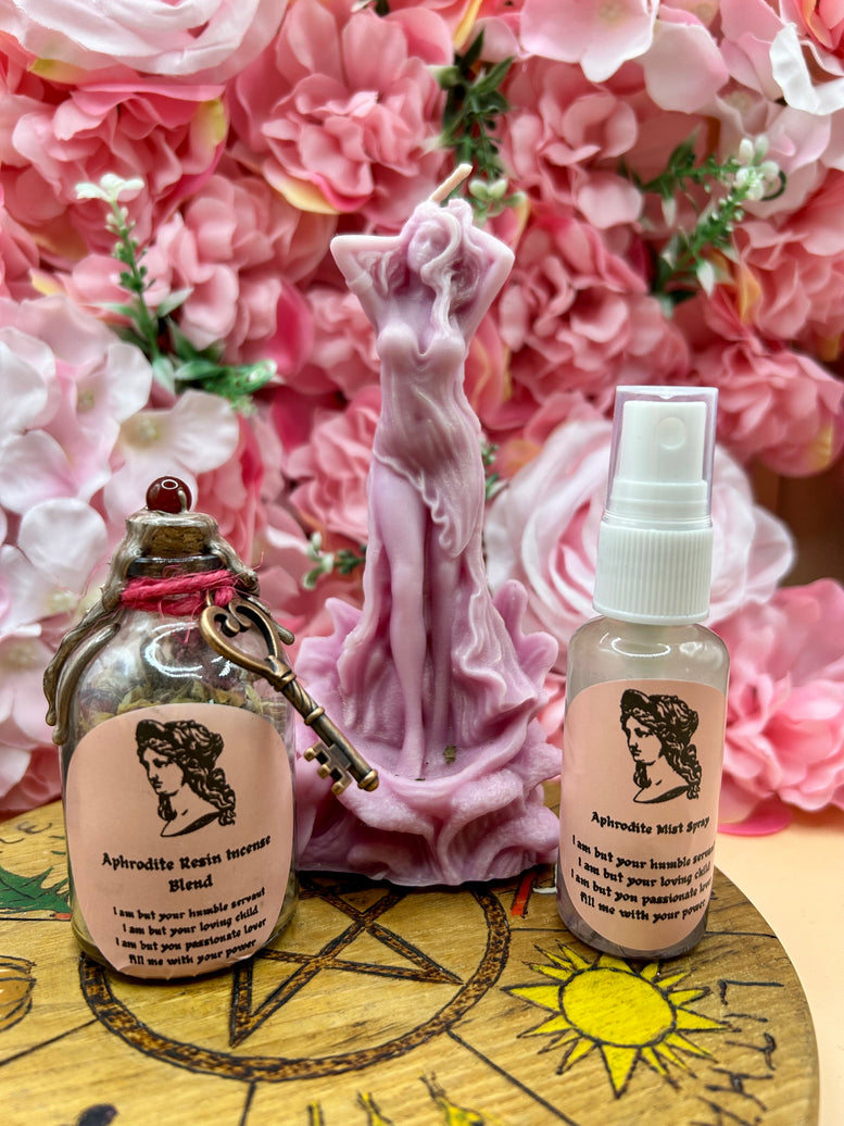 Aphrodite/Venus Resin Incense Blend and Room Spray Set | Deity | Wiccan | Pagan | Witchcraft | Protection | Fragrance | Goddess of the Sea