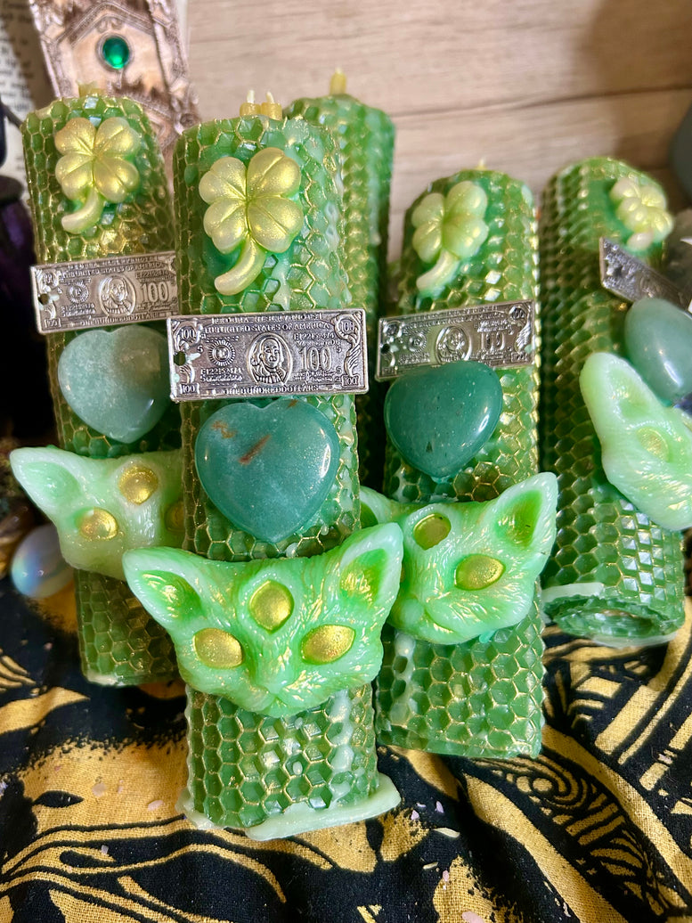 Handcrafted Wealth and Abundance Spell Candle for Witchcraft - Intention-Infused with Prosperity Herbs & Essential Oils for Money Rituals and Business Success