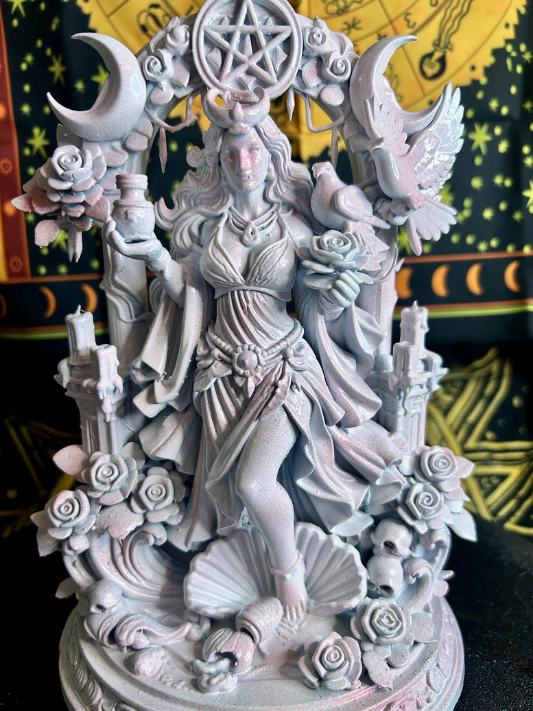 Aphrodite Goddess Statue Resin 3D Printed with Detailed Floral and Celestial Elements for Home Decor Ornaments