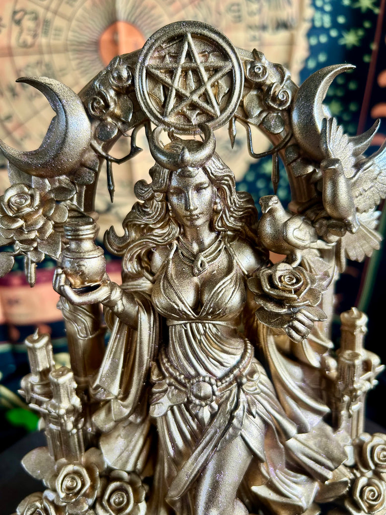 Aphrodite Goddess Statue Resin 3D Printed with Detailed Floral and Celestial Elements for Home Decor Ornaments in British English