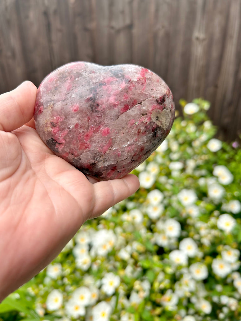 Rhodonite Crystal Heart Carving | Compassion Stone | Gemstones | Reiki | Chakra | Crystal Healing | Witchcraft | Wicca | Pagan | Love | Gift