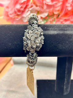 Silver Sheen Obsidian Lotus Crystal Charm Bracelet | Jewellery | Bracelet | Crystals | Spirituality | Witchcraft | Wiccan | Pagan | Large