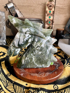 Moss Agate Unicorn Crystal Carving | Mythical | Mythological | mythology | Crystals | Gemstones | Ornaments | Witchy | Healing | Gift | Art