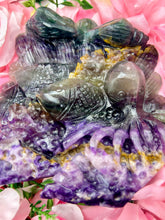 Ocean themed rainbow fluorite crystal carving 1kg 14cm