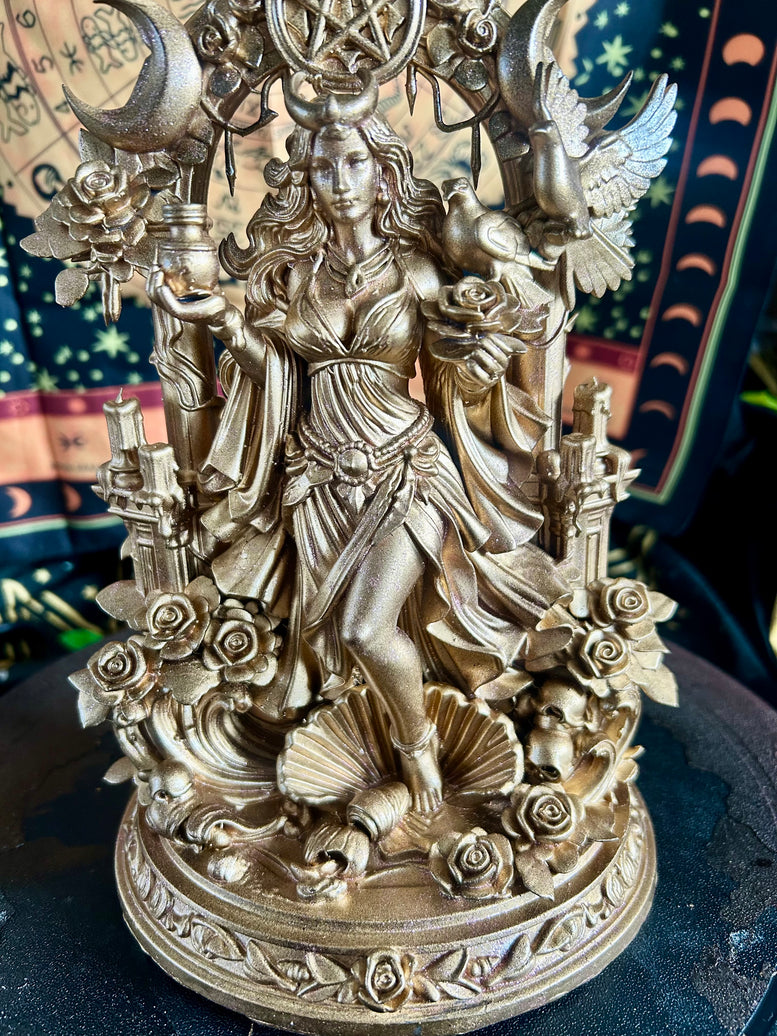 Aphrodite Goddess Statue Resin 3D Printed with Detailed Floral and Celestial Elements for Home Decor Ornaments in British English