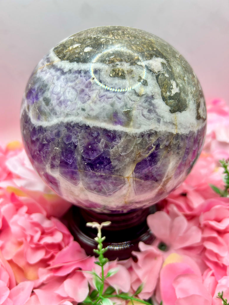 Huge Dream Amethyst Crystal Sphere weighing 3.1kg and measuring 12.5cm