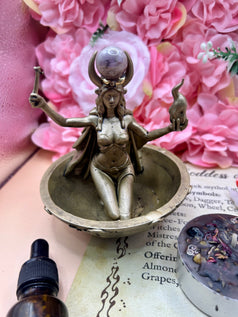 Unique Hekate Resin Offering Bowl and Offerings Gift Set | Statue | Crystals | Herbs | Witchcraft | Wiccan | Pagan | Art | Home Decorations