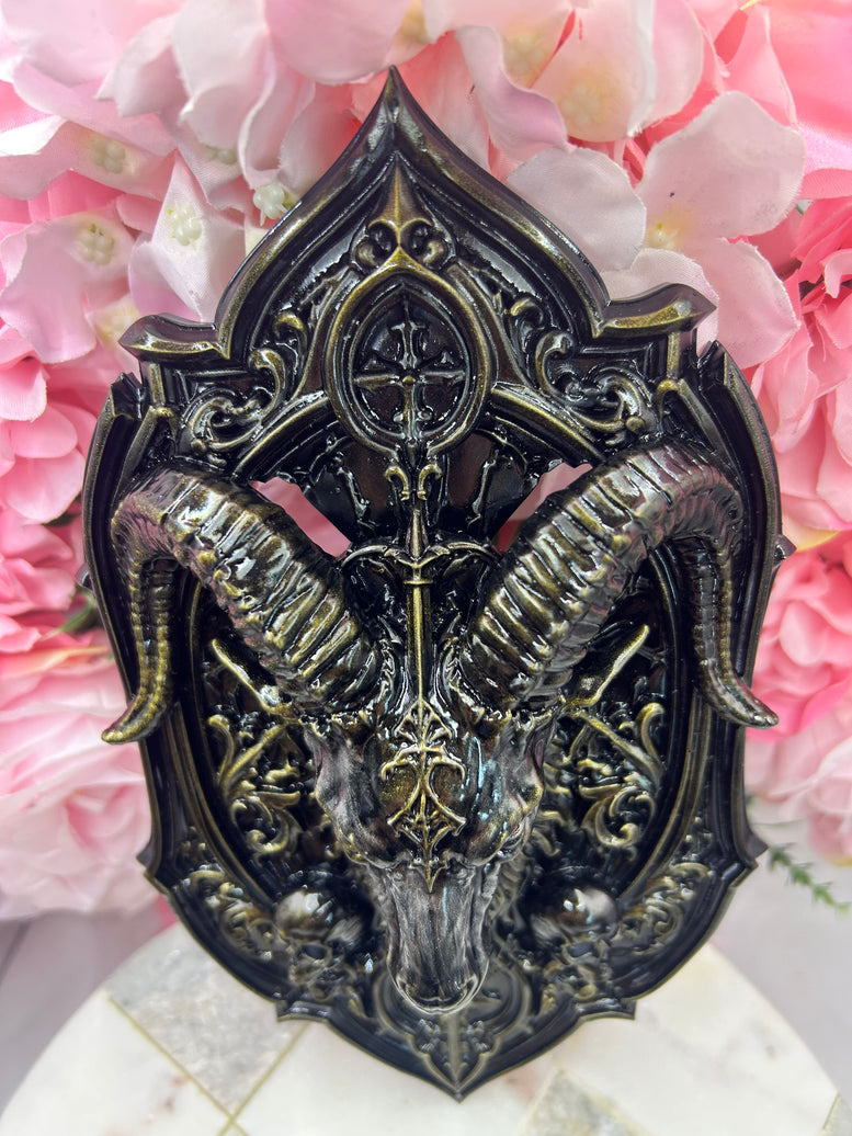 Baphomet Wall Plaque – Gothic Resin 3D Printed Wall Décor
