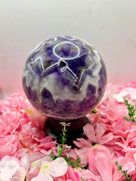 Huge Dream Amethyst Crystal Sphere weighing 3.1kg and measuring 12.5cm