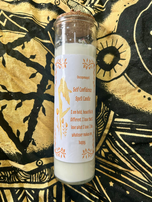 Self confidence Jar Spell Candle with Crystals & Herbs, Wiccan Pagan Ritual