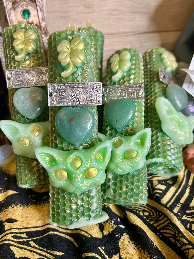 Handcrafted Wealth and Abundance Spell Candle for Witchcraft - Intention-Infused with Prosperity Herbs & Essential Oils for Money Rituals and Business Success