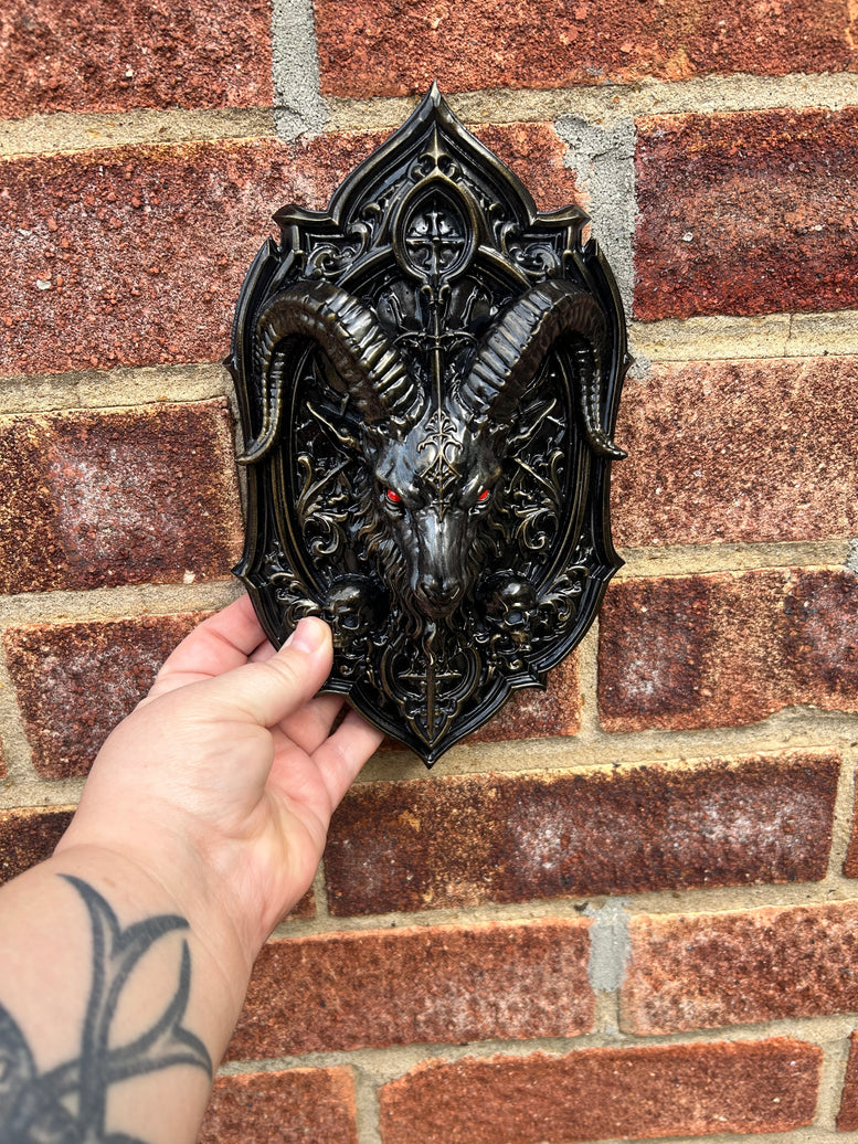 Baphomet Wall Plaque – Gothic Resin 3D Printed Wall Décor