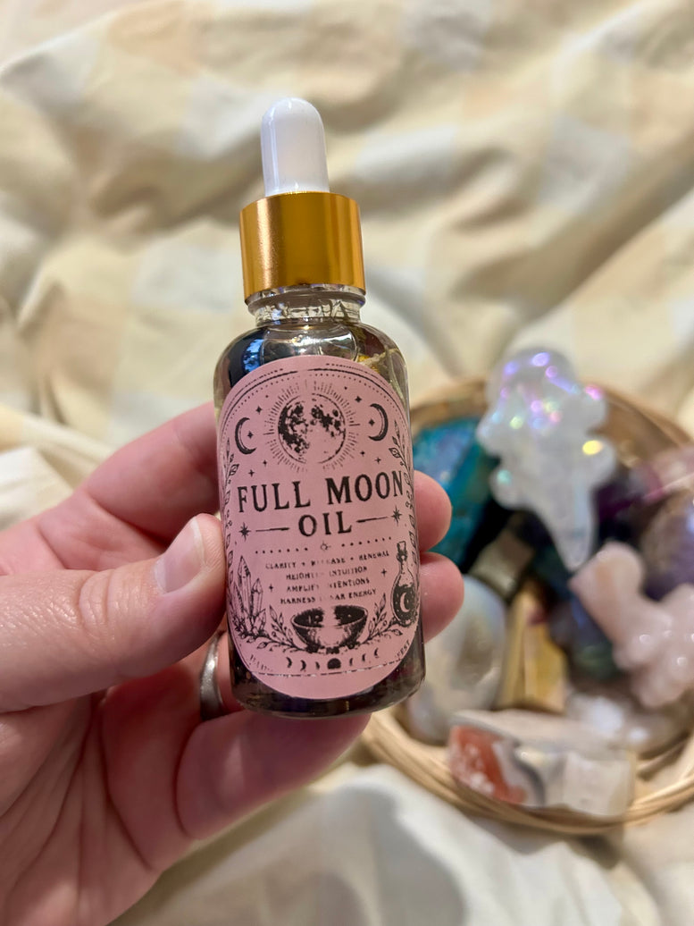 Full Moon Oil - Enhance Your Rituals with This Mystical Essential Oil for Spiritual Practices and Energy Amplification Crystals Scented Glass Bottle Fragrance Aroma