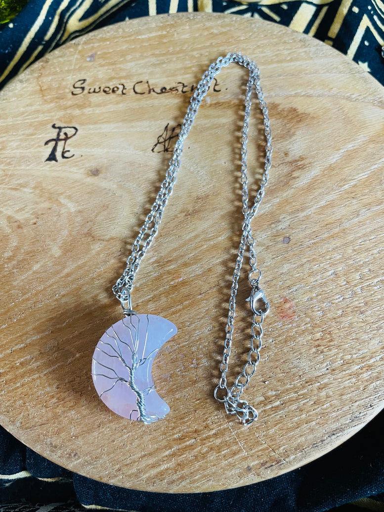 Tree of Life Wire Wrapped Moon Crystal Necklace | Jewellery | Jewelry | Witchy | Crystals | Crystal Healing | Reiki | Chakra | Boho | Gift