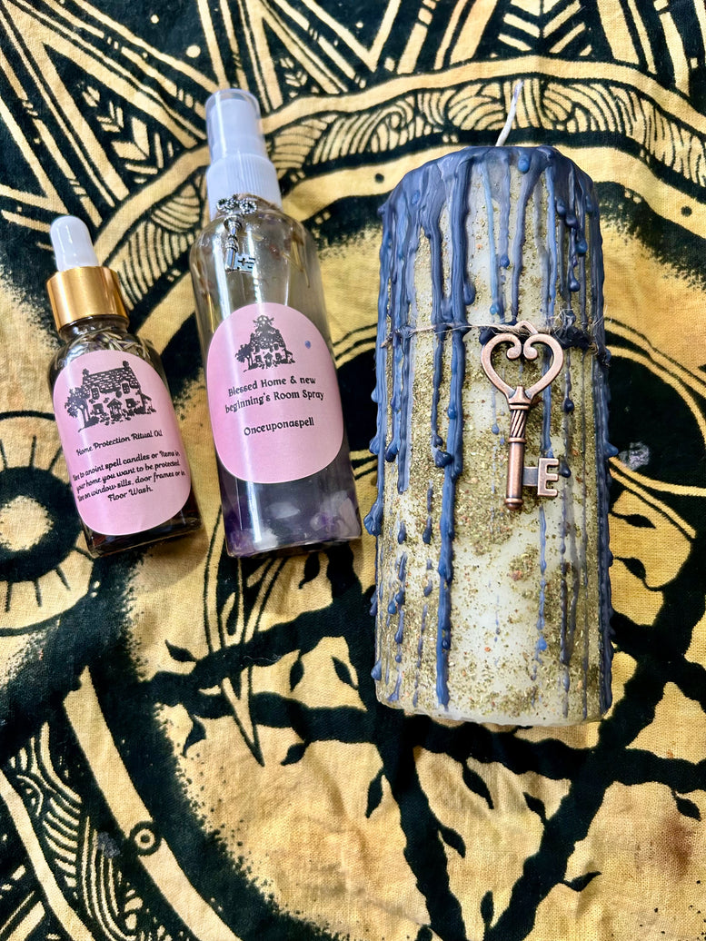 Blessed Home & New Beginnings Spell Kit | Witchcraft | Wiccan | Pagan | Spell Candle | Spell Oil | Room Spray