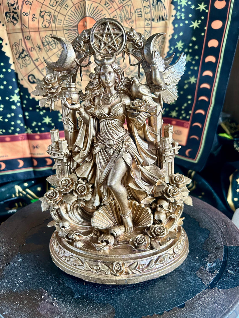 Aphrodite Goddess Statue Resin 3D Printed with Detailed Floral and Celestial Elements for Home Decor Ornaments in British English
