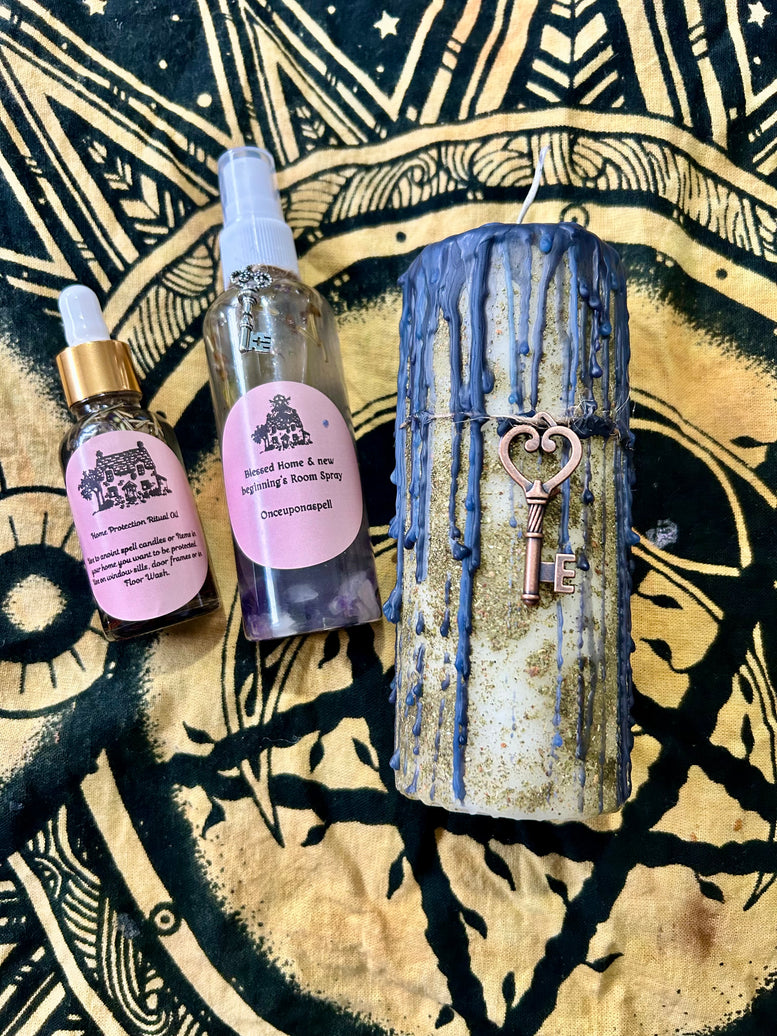 Blessed Home & New Beginnings Spell Kit | Witchcraft | Wiccan | Pagan | Spell Candle | Spell Oil | Room Spray
