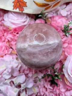 High Quality Rose Quartz Sphere on rotating stand 1.6kg 10cm tall