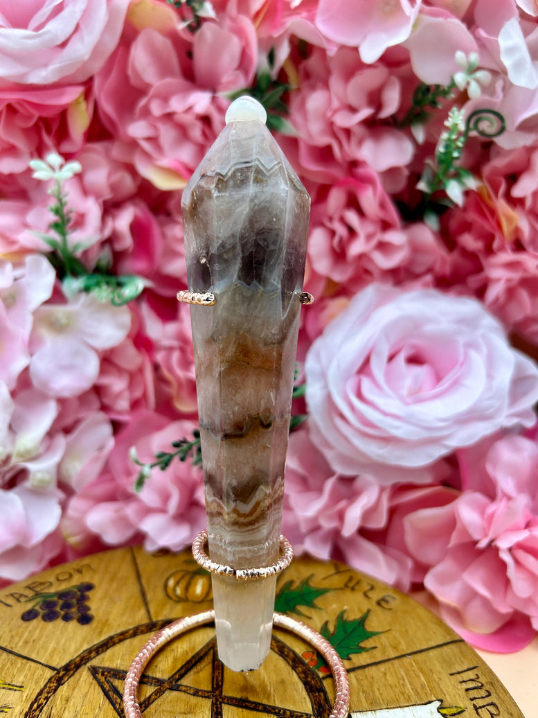 Mexican Lace Agate Wand on Stand - Natural Stone Decorative Display