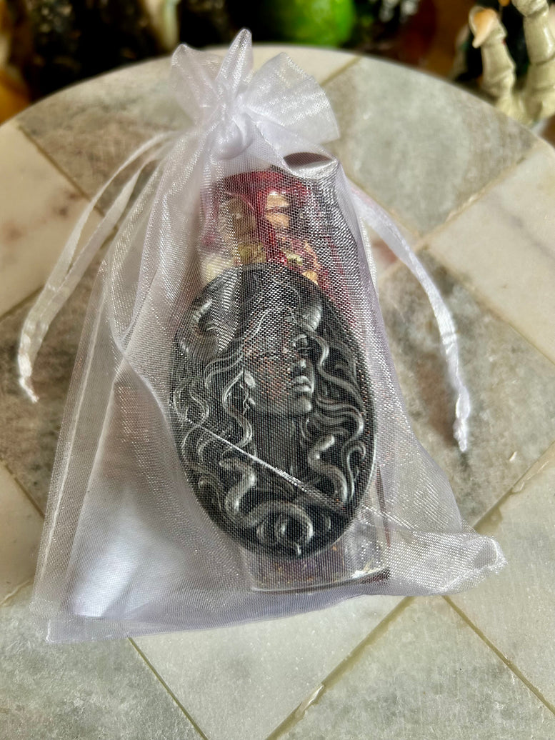 Handmade Lilith Spell Bottle with Charm Herbs & Crystals for Rituals Meditation Shadow Work Empowerment Confidence