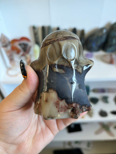 Volcano Agate Ghost – One-of-a-Kind Carved Crystal Spirit