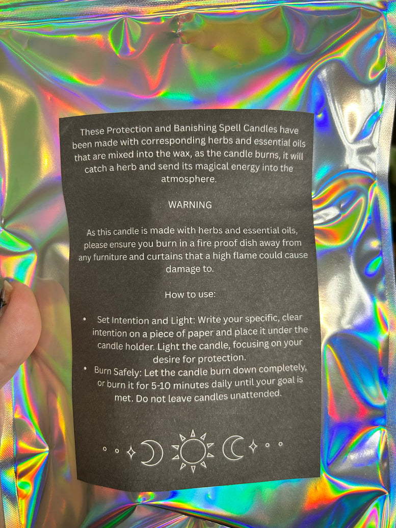 Hand Made Large Protection and Banishing Spell Candles for Spells Witchcraft with Skull Design and Floral Accents Decoration Ornaments