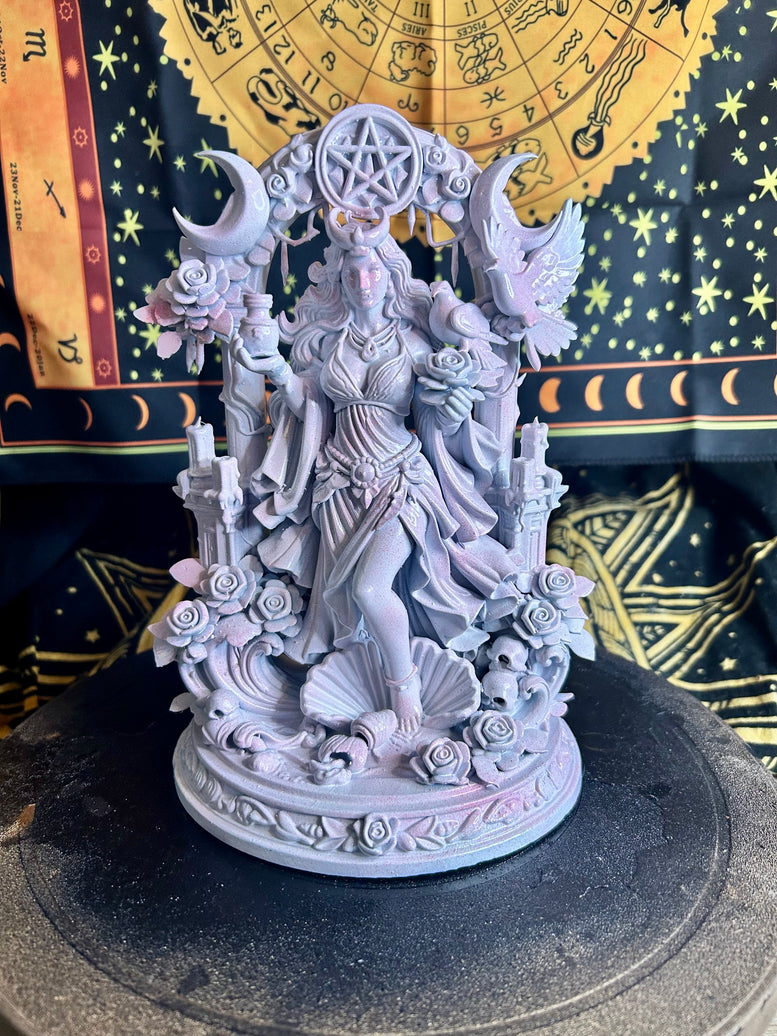 Aphrodite Goddess Statue Resin 3D Printed with Detailed Floral and Celestial Elements for Home Decor Ornaments