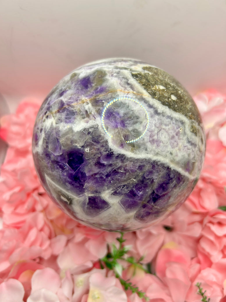 Huge Dream Amethyst Crystal Sphere weighing 3.1kg and measuring 12.5cm