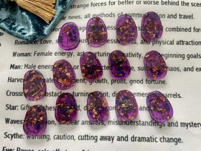 Unique hand made Resin Witches Runes | Lapis Lazuli | Crystals | Herbs | Divination | Witchcraft | Wicca | Pagan | Viking | Purple | Gift