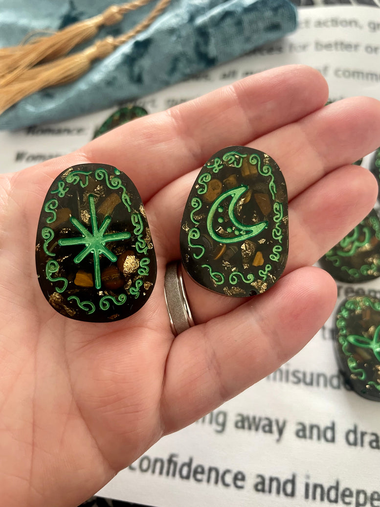 Unique hand made Resin Witches Runes | Tigers Eye | Crystals | Herbs | Divination | Witchcraft | Wicca | Pagan | Viking | Black | Gift