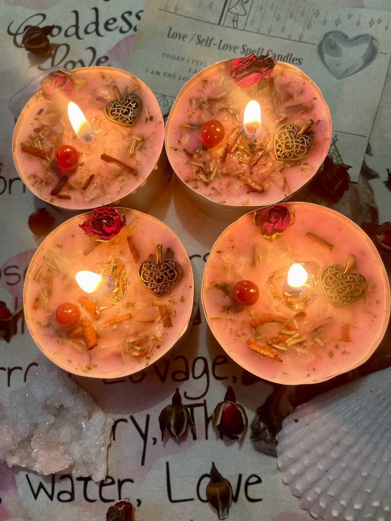 Aphrodites Love/Self Love Spell Tea Light Candles | Goddess | Healing | Spell Candles | Deity | Wiccan | Pagan | Altar | Gift | Crystals