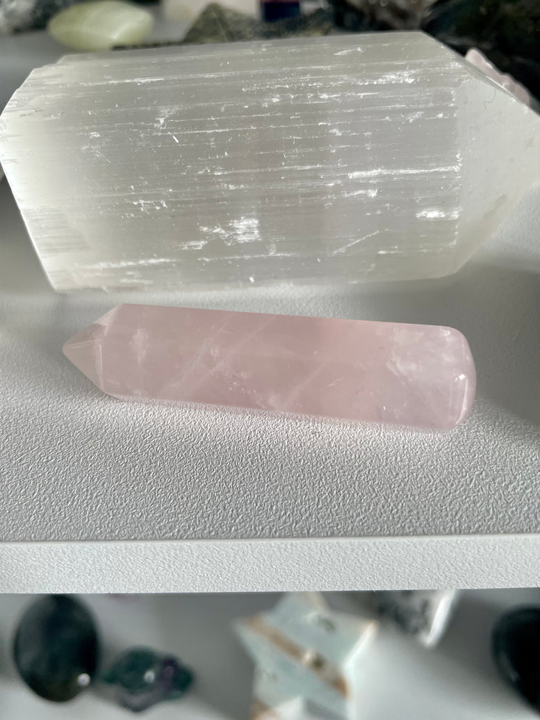 Rose Quartz Crystal Wand | 6 Faceted Healing Wand | Reiki | Chakra | Crystal Healing | Love | Heart Chakra | Meditation | Stones | Witchy